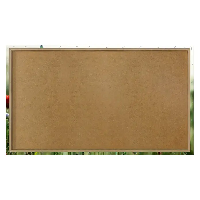 Reinders Holzbild Deco Block - Wild Poppies, B x H: 118 x 70 cm - Ein rechteckiger, brauner Memoboard im Querformat, umgeben von einer hellen Holzleiste, präsentiert eine schlichte und nützliche Oberfläche.
