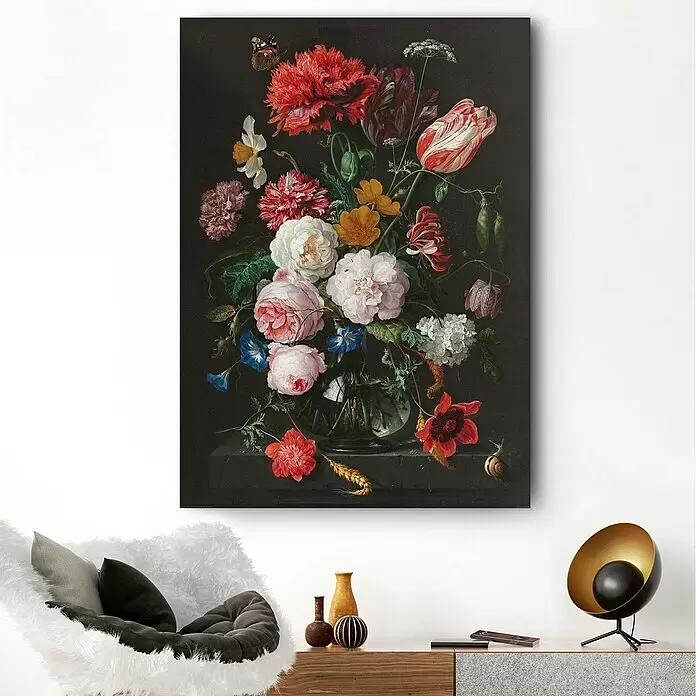 Reinders Decopanel - De Heem - Stil Life with Flowers in a Glass Vase, B x H: 100 x 140 cm - Stimmungsaufnahme
