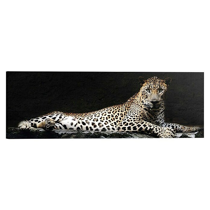 Holzbild Deco BlockLeopard on Black, B x H: 118 x 40 cm Front View