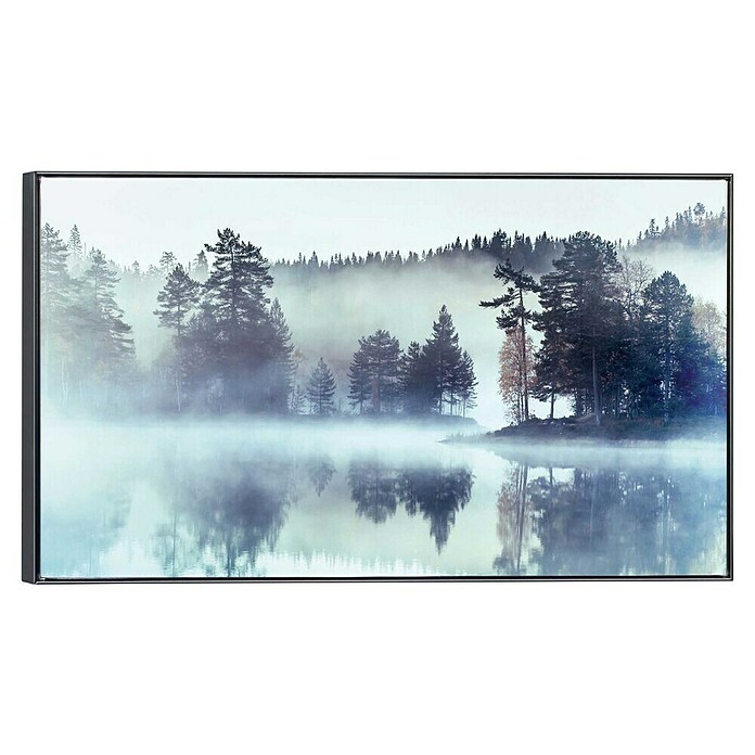 Foto op canvas (Misty Lake, b x h: 118 x 70 cm) | BAUHAUS