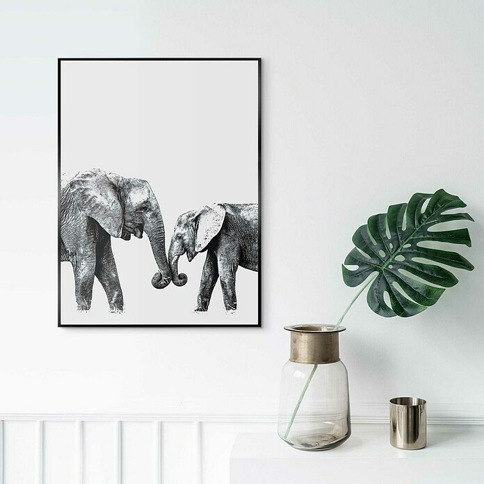 Reinders Bild Slim Frame Black (Elephant Love, B x H: 30 x 40 cm) | BAUHAUS