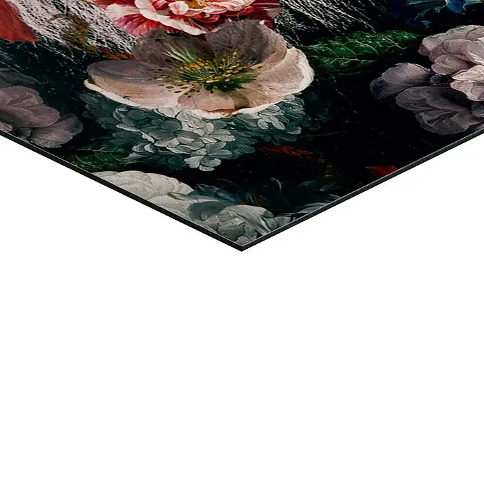 Reinders Decopanel - Lion Flowers, B x H: 60 x 90 cm - Nahaufnahme einer floralen Kunstdruck-Wanddeko mit dunklem Hintergrund und lebhaften Farben.