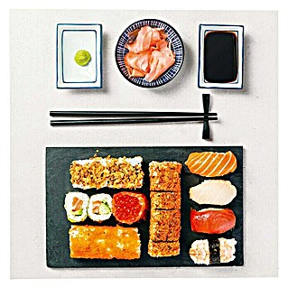 Foto op glas (Mix Sushi, b x h: 30 x 30 cm)