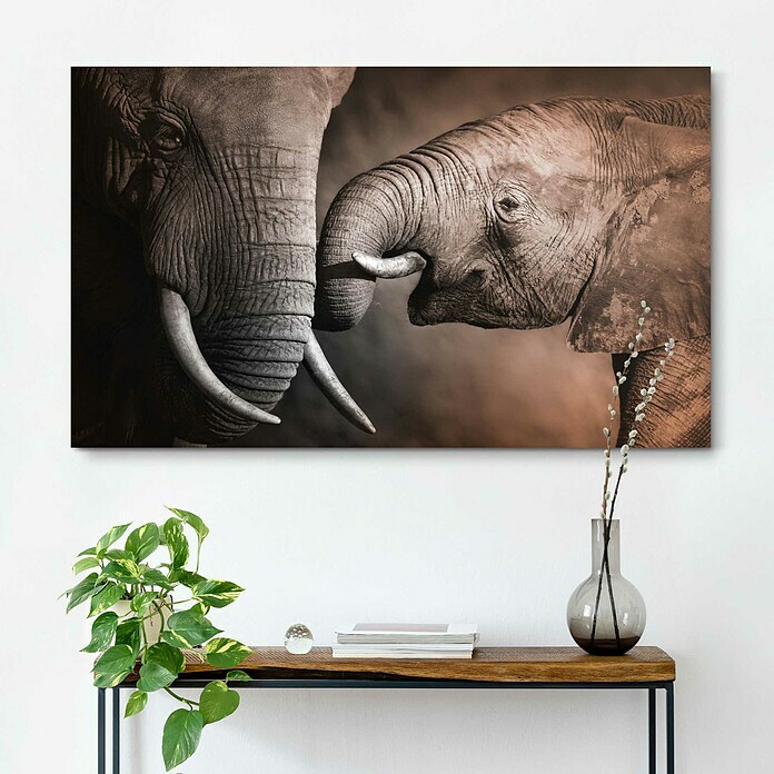 Holzbild Deco BlockElephant Family, B x H: 118 x 70 cm Mood Shot