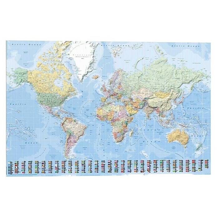 Reinders Decopanel (Worldmap Flags, B x H: 90 x 60 cm) | BAUHAUS