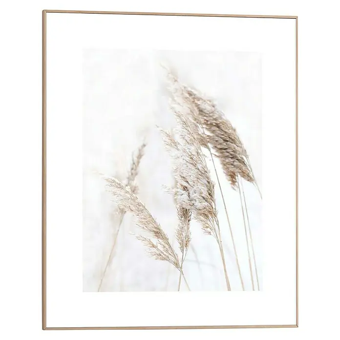 Reinders Bild Slim Frame Wood - Breeze Grass, B x H: 40 x 50 cm - Gerahmtes Kunstwerk mit zarten Gräsern in sanften Farbtönen, eine elegante Wanddekoration.