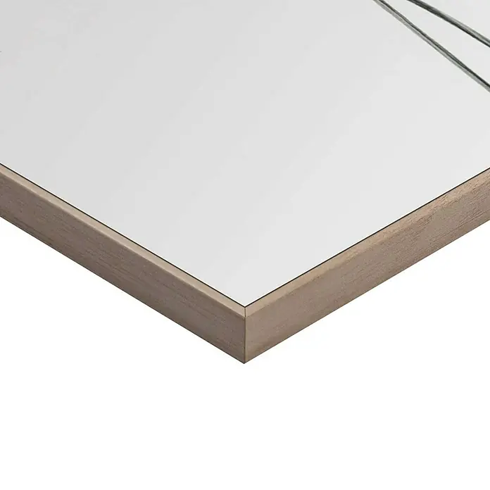 Reinders Bild Slim Frame Wood - Gingko, B x H: 40 x 50 cm - Nahaufnahme einer Tischplatte mit weißer Oberfläche und Holzrahmen, die Textur und Designelemente hervorhebt.