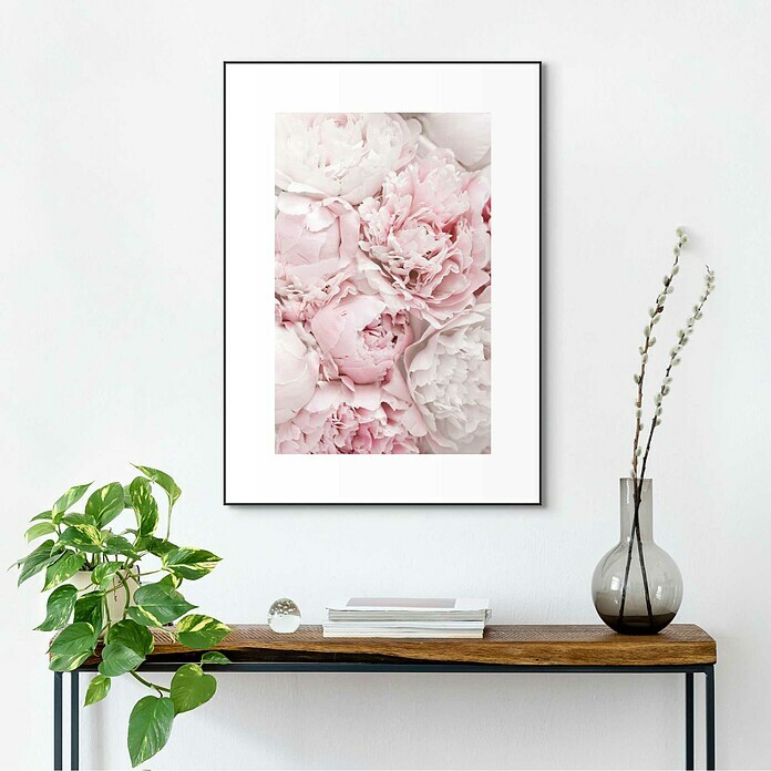 Reinders Bild Slim Frame Black (Peonies in Pink, B x H: 50 x 70 cm) | BAUHAUS