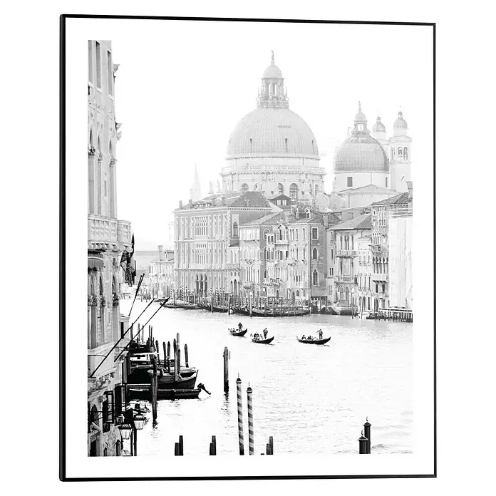 Reinders Bild Slim Frame Black - Classic Venice, B x H: 40 x 50 cm - Schwarz-Weiß-Fotografie von Venedig mit der Basilica di Santa Maria della Salute, perfekt für Kunstliebhaber.