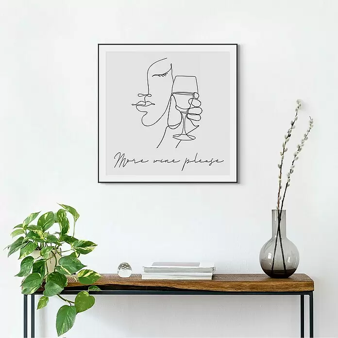 Reinders Bild Slim Frame Black - More Wine Please, B x H: 50 x 50 cm - Stimmungsaufnahme