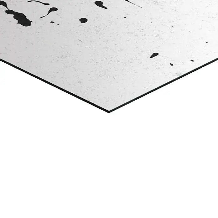 Reinders Decopanel - Pinkies Colour, B x H: 60 x 90 cm - Weiße Platte mit schwarzen Farbspritzern und schwarzem Rand. Das minimalistische Design verleiht jedem Raum einen modernen Touch und ist vielseitig einsetzbar.