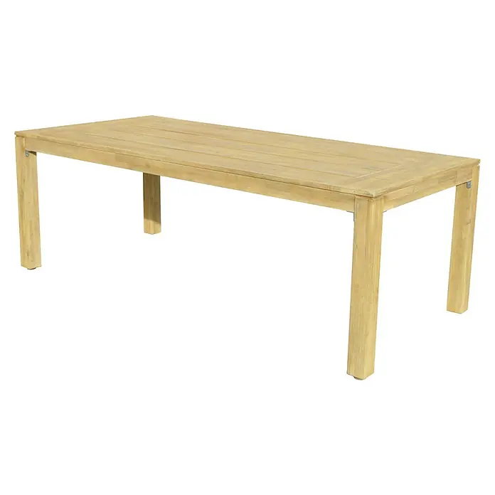Sunfun Gartenmöbel-Set Laura/Eva - 6 -tlg., Akazie/Aluminium/Rattan, Braun/Schwarz - Dieser Tisch aus massivem Teakholz ist eine stilvolle und robuste Ergänzung für jeden Essbereich. Die Tischplatte ist mit Latten versehen.