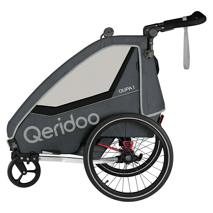 Qeridoo Kinderfahrradanhänger Qupa 1Einsitzer, Grey, Geeignet für: Kinder mit max. 116 cm Körpergröße Left Side View