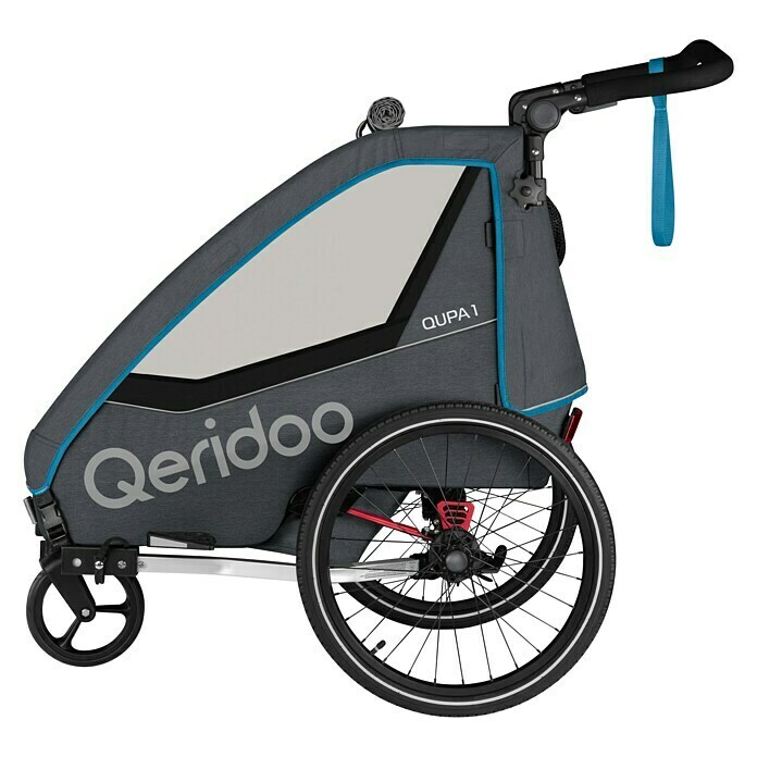 Qeridoo Kinderfahrradanhänger Qupa 1Einsitzer, Blue, Geeignet für: Kinder mit max. 116 cm Körpergröße Left Side View