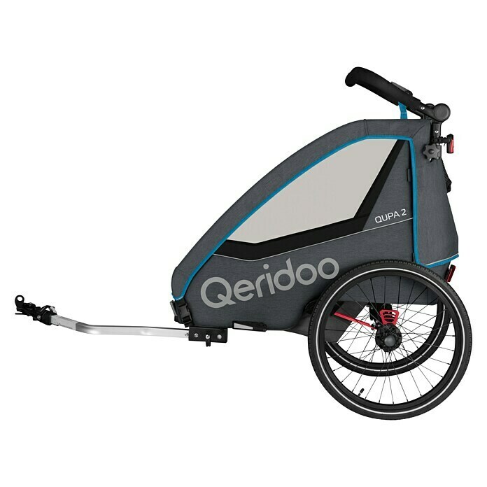 Qeridoo Kinderfahrradanhänger Qupa 2Zweisitzer, Blue, Kinder mit max. 116 cm Körpergröße Left Side View