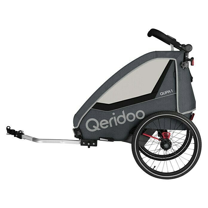 Qeridoo Kinderfahrradanhänger Qupa 1Einsitzer, Grey, Geeignet für: Kinder mit max. 116 cm Körpergröße Left Side View