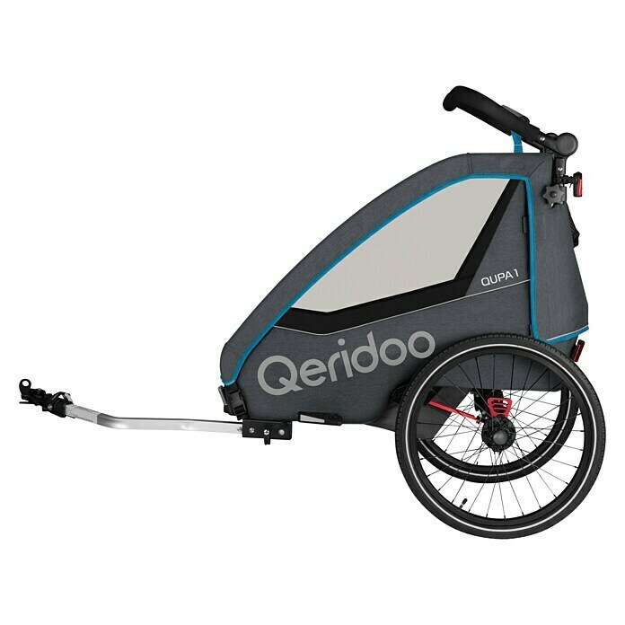 Qeridoo Kinderfahrradanhänger Qupa 1Einsitzer, Blue, Geeignet für: Kinder mit max. 116 cm Körpergröße Left Side View