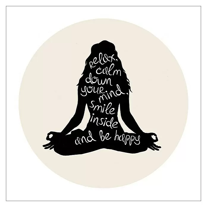 ProArt Young Living Leinwandbild - Relax II, B x H: 40 x 40 cm - Schwarze Silhouette einer meditierenden Person mit dem Text: „Entspann dich, beruhige deinen Geist, lächle innerlich und sei glücklich.“