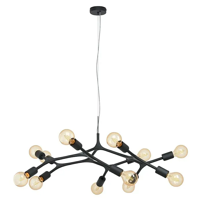 Eglo Bocadella Lámpara colgante redonda - 720 W, Ø x Al: 92 x 110 cm, Negro, E27 - Lámpara de suspensión de diseño moderno con múltiples bombillas que proporcionan una luz cálida y acogedora. Perfecta para salones o comedores.