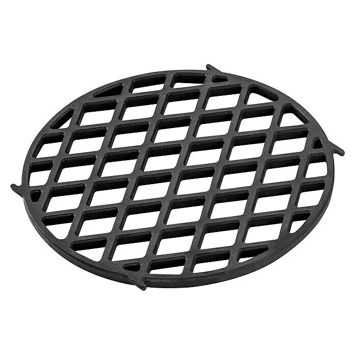 Weber Crafted Parrilla para barbacoa Sear Grate - L x An: 41,4 x 40,6 cm, Hierro fundido - Parrilla redonda de hierro fundido negro con patrón de rombos y tres pequeñas pestañas de posicionamiento.