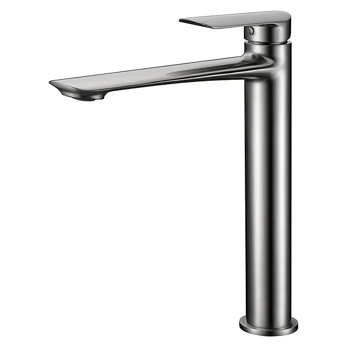 Imex Ural Grifo de lavabo alto - Níquel - Moderno grifo alto para lavabo con diseño cromado brillante. Elegante mezclador monomando para el baño con un diseño minimalista.