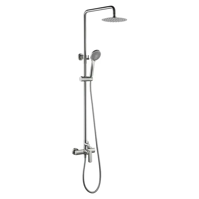 Imex Ural Sistema de ducha - Con grifo monomando, Niquel - Columna de ducha con rociador y teleducha para una experiencia de ducha agradable. Diseño elegante para baños modernos.