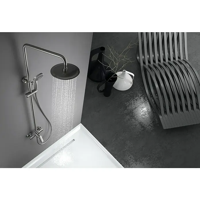 Imex Ural Sistema de ducha - Con grifo monomando, Niquel - Ducha con cabezal grande y ducha de mano, diseño elegante para baños modernos. ¡Diversión acuática garantizada!