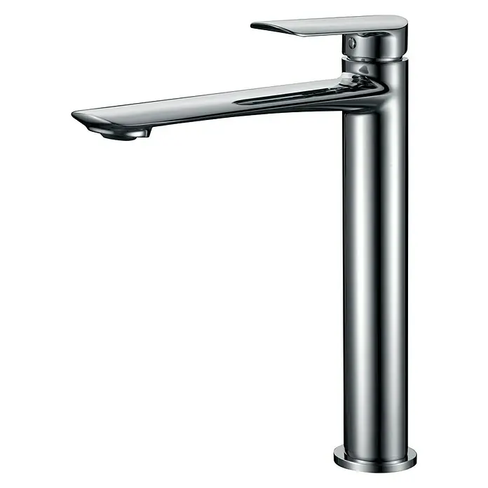 Imex Ural Grifo de lavabo alto - Cromo - Grifo de baño alto cromado brillante con un diseño elegante para baños modernos.