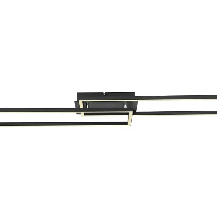 Globo LED-Deckenleuchte Tatjana - 36 W, L x B x H: 101 x 29 x 7,5 cm, Schwarz - Moderne LED-Deckenleuchte mit schwarzem Rahmen und warmweißen Lichtleisten. Elegantes Design für stilvolle Beleuchtung.