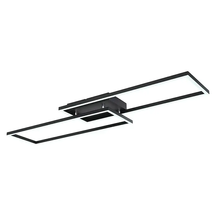 Globo LED-Deckenleuchte Tatjana - 36 W, L x B x H: 101 x 29 x 7,5 cm, Schwarz - Moderne Deckenleuchte mit zwei rechteckigen Rahmen und integrierten LED-Streifen, ideal für stilvolle Beleuchtung im Wohnbereich.