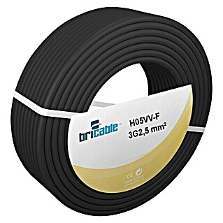 Bricable Cable unipolar Fase (H05VV-F, Número de cables: 3, 2,5 mm², 5 m, Negro)