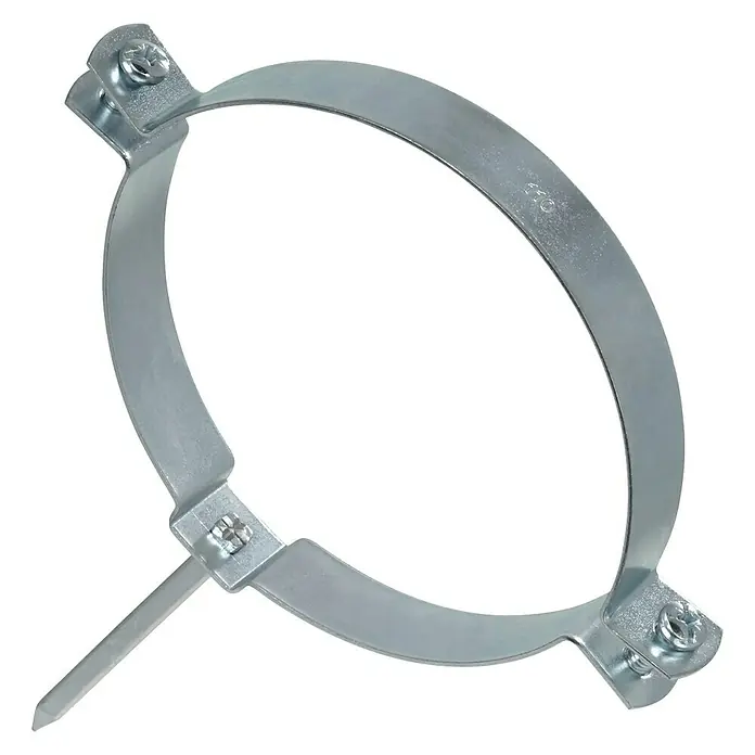 Stiftrohrschelle - Durchmesser: 50 mm, Verzinkt - Ein verzinkter Rohrschellenhalter mit Nagel zur Befestigung von Rohren an Oberflächen. Ideal für Sanitär- und Heizungsinstallationen.