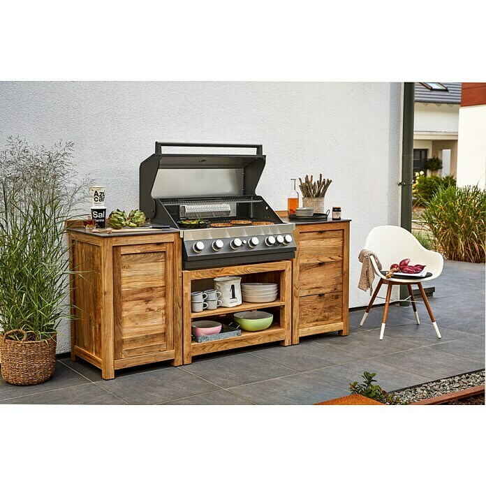 Kingstone Gasgrillküche The Quad Six 605Anzahl Brenner: 6, Hauptgrillfläche: 89,2 x 45 cm, 21 kW, Material Rost: Gusseisen Mood Shot