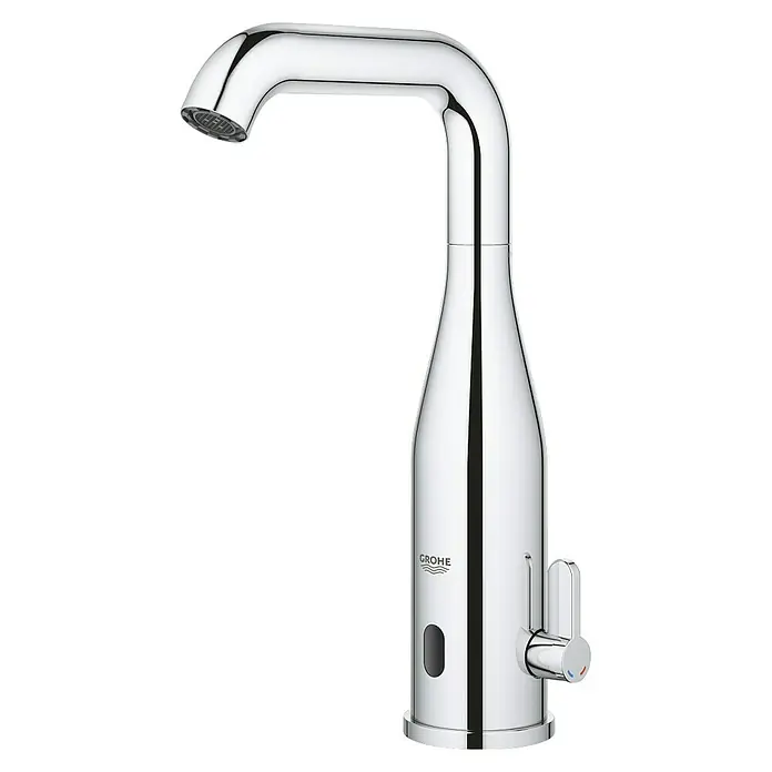 Grohe Essence Waschtischarmatur E - Infrarot-Elektronik, Chrom, Glänzend, Höhe: 24,5 cm - Ein moderner, verchromter Waschtischhahn von Grohe mit Sensor und seitlichem Hebel für präzise Temperatureinstellung.