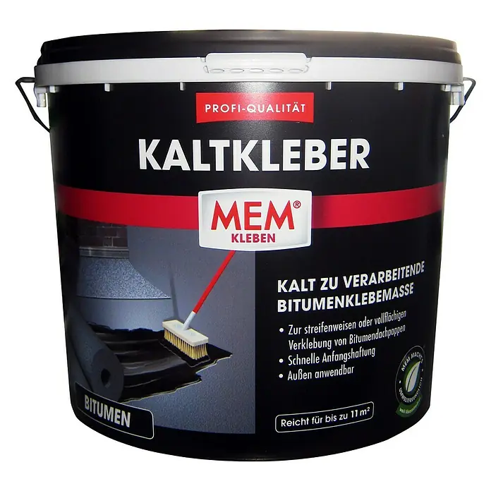 MEM Kaltkleber - 6,5 kg - Eimer mit MEM Kaltkleber Bitumenklebemasse. Kalt zu verarbeitende Bitumenklebemasse zur Verklebung von Bitumendachpappen.
