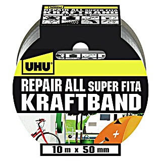 UHU Reparaturband Repair All Kraftband (10 m x 5 cm, Silber)