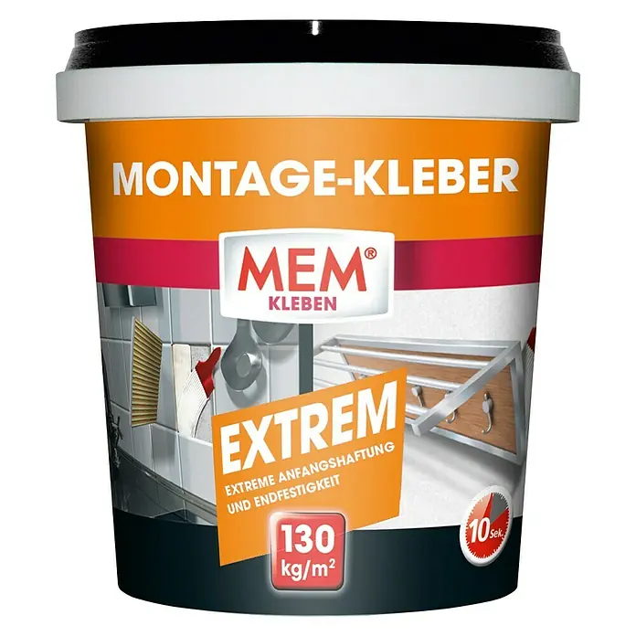 MEM Montagekleber Extrem - Weiß, 1 Stk. x 1.000 g - Eimer Montage-Kleber von MEM, extrem stark und dauerhaft für vielseitige Anwendungen im Innen- und Außenbereich.