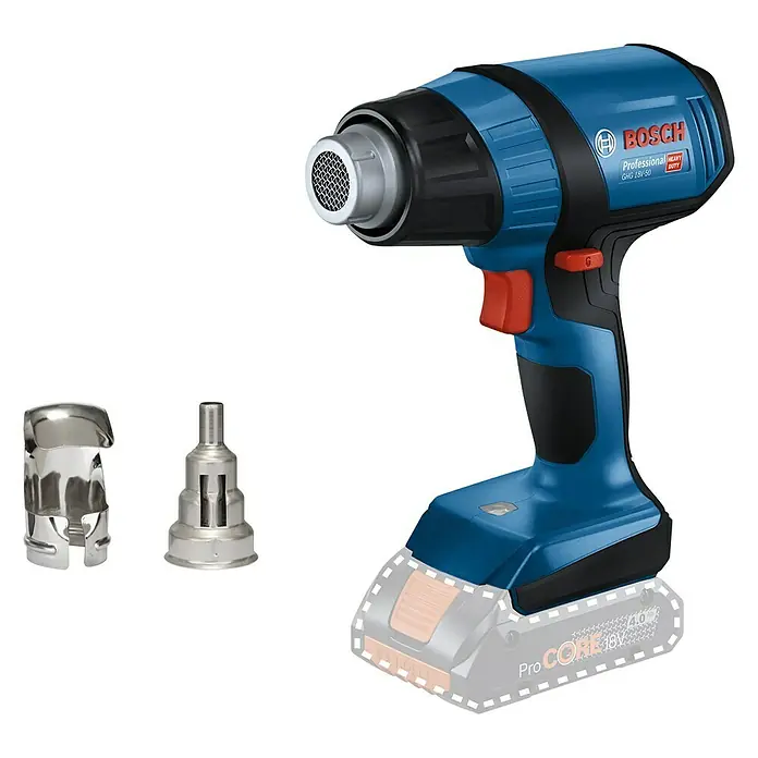 Bosch Professional AMPShare 18V Akku-Heißluftgebläse GHG18V-50 - 18 V, Ohne Akku, Temperaturbereich: 300 °C - 500 °C, Karton - Bosch Professional Akku-Heißluftpistole mit Aufsätzen für präzises Arbeiten und vielseitige Anwendungen.