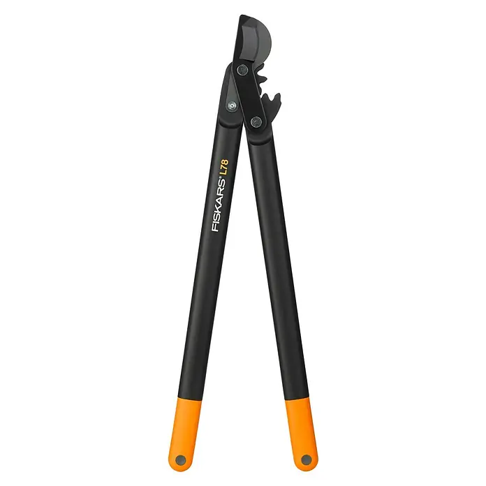 Fiskars Hand-Astschere PowerGear II L78 - Länge: 69,2 cm, Max. Aststärke: 50 mm, Stahl, Orange/Schwarz - Die Fiskars L78 Getriebe-Astschere mit den orangefarbenen Griffen ist ein ideales Werkzeug zum mühelosen Schneiden dicker Äste im Garten.