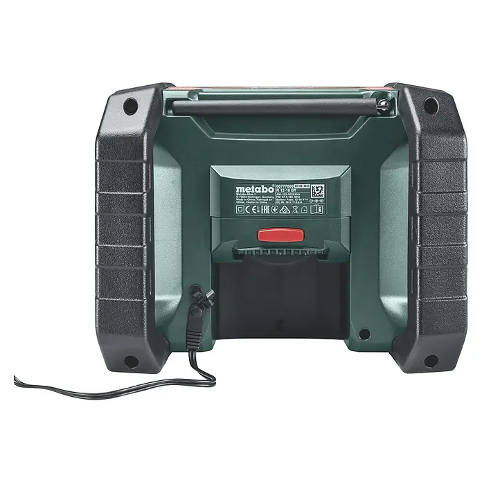 Metabo CAS 18V Akku-Baustellenradio R 12-18 BT - 18 V, Ohne Akku, Frequenz: 87,5 - 108,0 kHz (FM) - Ein Metabo R 12-18 BT Baustellenradio in grün-schwarz, perfekt für Baustellen und Werkstätten. Robust und vielseitig!