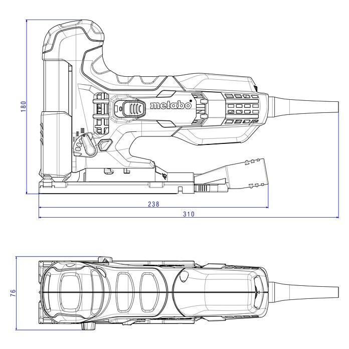 Metabo Stichsäge STE 100 Quick710 W, Leerlaufhubzahl: 1.000 Hübe/min - 3.100 Hübe/min Sketch