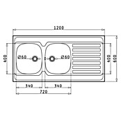 Pyramis Einbauspüle International (120 x 60 cm, Edelstahl) | BAUHAUS