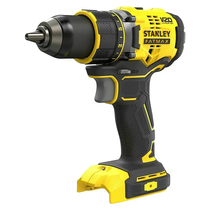 Stanley FatMax Akku-Bohrschrauber SFMCD720B-XJ - 18 V, Ohne Akku, 80 Nm - Akku-Bohrschrauber von Stanley Fatmax V20 mit gelben Akzenten, ideal für Heimwerker- und Profi-Anwendungen. Kraftvolles Werkzeug für vielfältige Aufgaben.