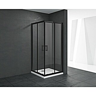 Mampara de ducha esquinera Chloe (L x An x Al: 80 x 80 x 195 cm, Vidrio transparente, Espesor: 5 mm, Negro)