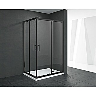Mampara de ducha esquinera Chloe (L x An x Al: 80 x 120 x 195 cm, Vidrio transparente, Espesor: 5 mm, Negro)