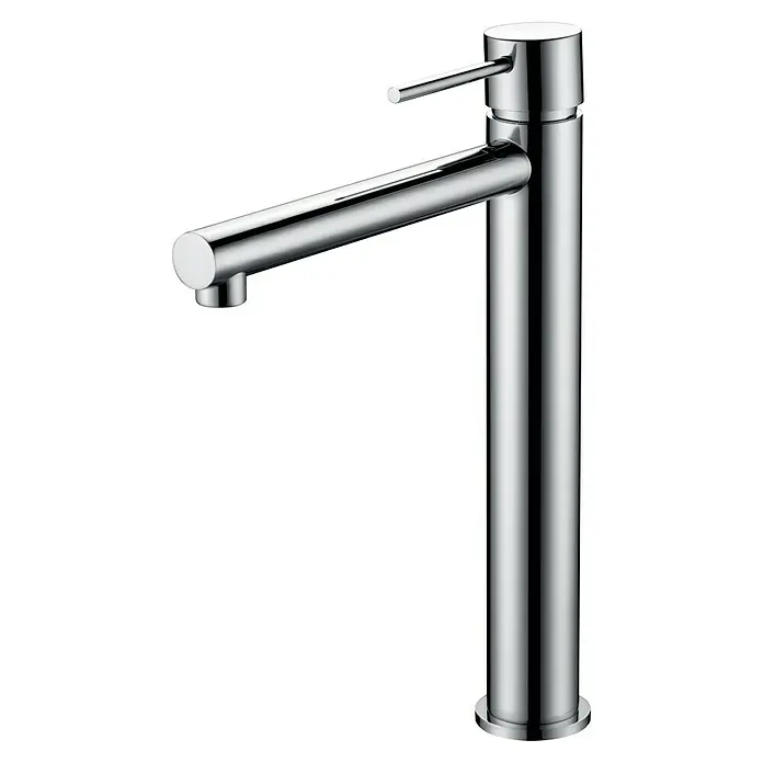 Imex Milos Stick Grifo de lavabo alto - Cromo - Grifo de lavabo cromado brillante con caño y palanca elegantes. El diseño moderno realza cualquier baño.