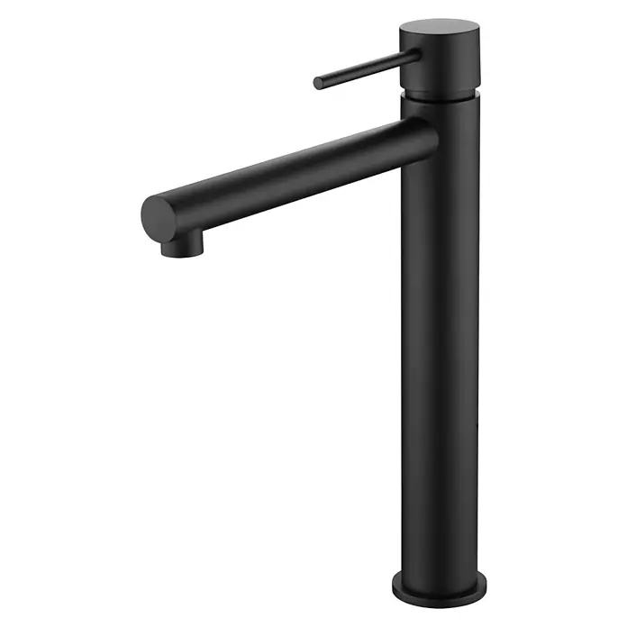 Imex Milos Stick Grifo de lavabo alto - Negro - Grifo monomando de lavabo negro mate moderno. Diseño elegante para baño con líneas limpias y aspecto minimalista.