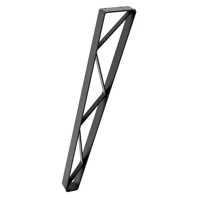 Möbelfuß - L x B x H: 5 x 26 x 71 cm, Traglast: 75 kg, Stahl - Schwarze Tischbein-Konsole aus Metall, die ein modernes, industrielles Flair verleiht und Stabilität für verschiedene Tischplatten bietet.
