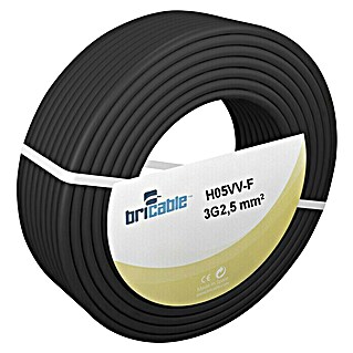 Bricable Cable unipolar Fase (H05VV-F, Número de cables: 3, 2,5 mm², 25 m, Negro)
