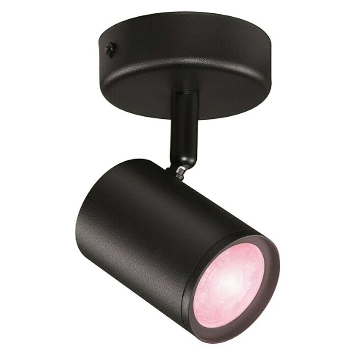 Philips Wiz Regleta LED redonda inteligente (5 W, RGBW, Número de bombillas: 1 ud., L x An x Al: 12,3 x 8 x 10,5 cm, Negro) | BAUHAUS